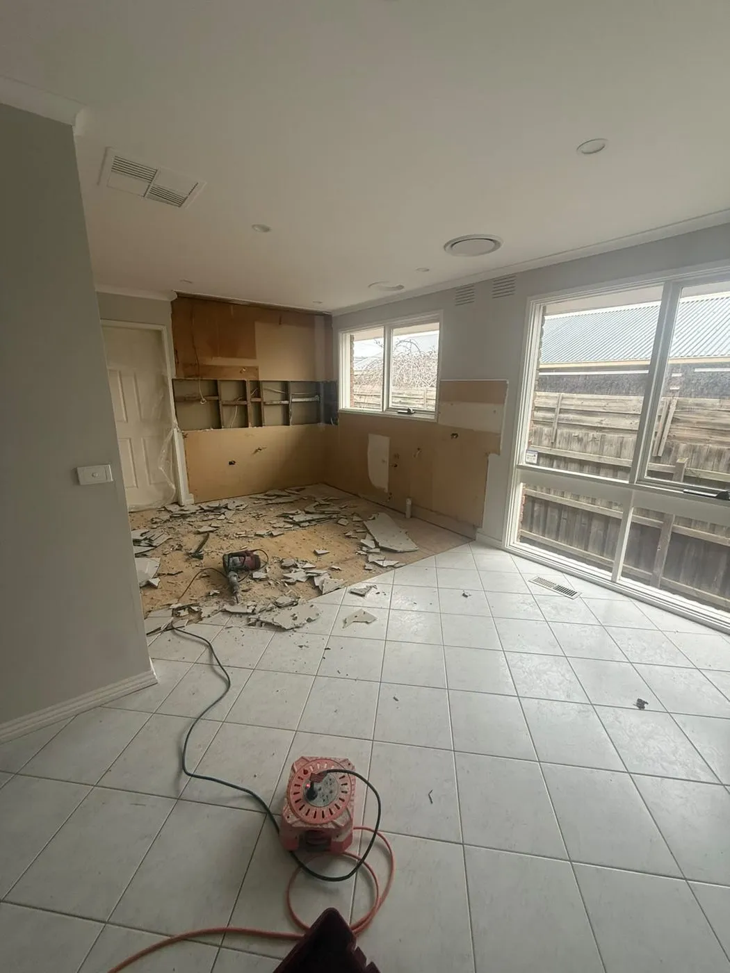 Kitchen demolition in progress before renovation